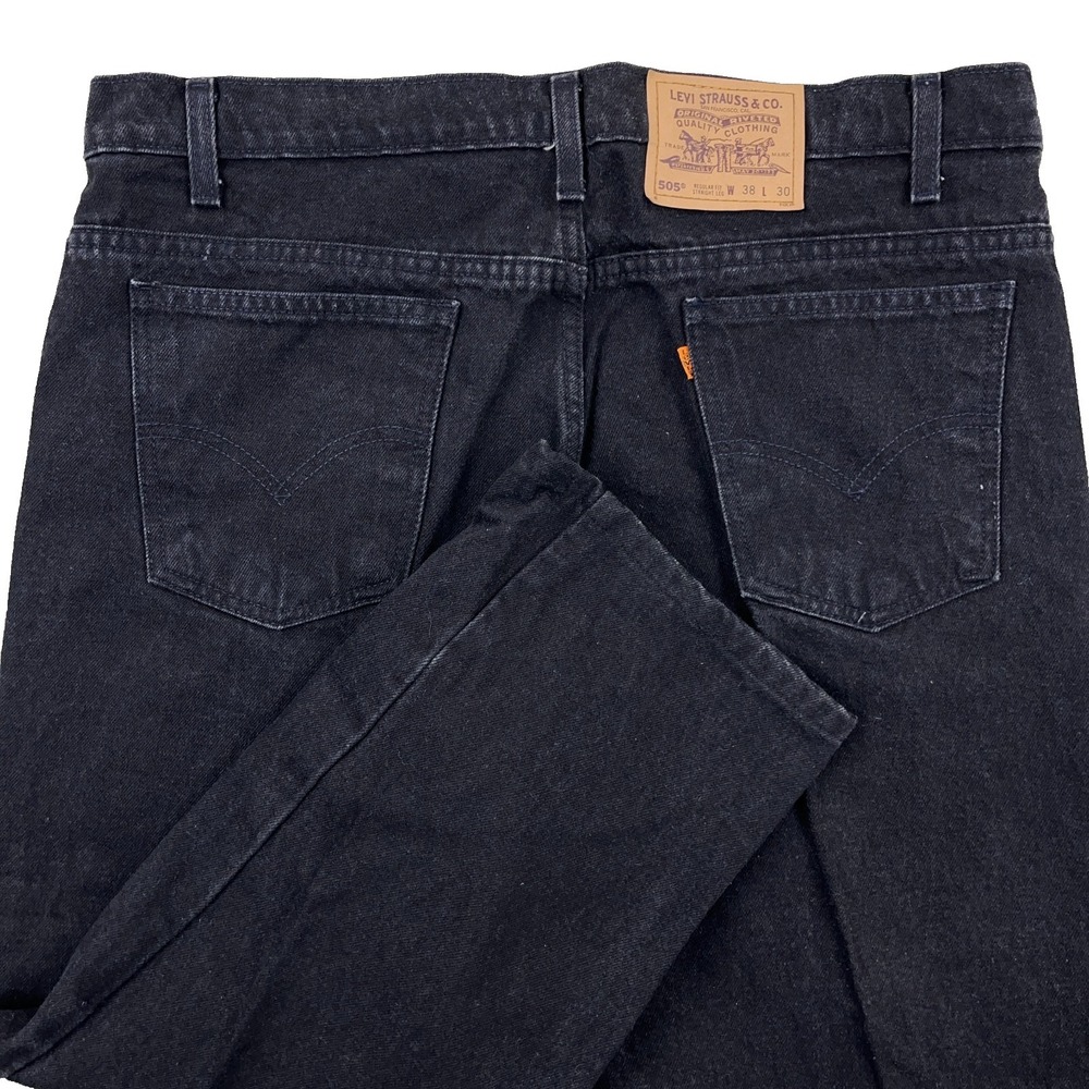Vintage Levis 505 Jeans Men 36x25 Straight Leg Regular Fit Orange Tab Faded 90s